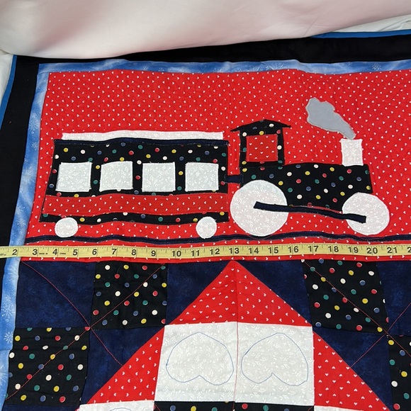 Handmade Appliqué Choo Choo Train Baby / Lap Quilt ~ 38” x 27” - Picture 7 of 12